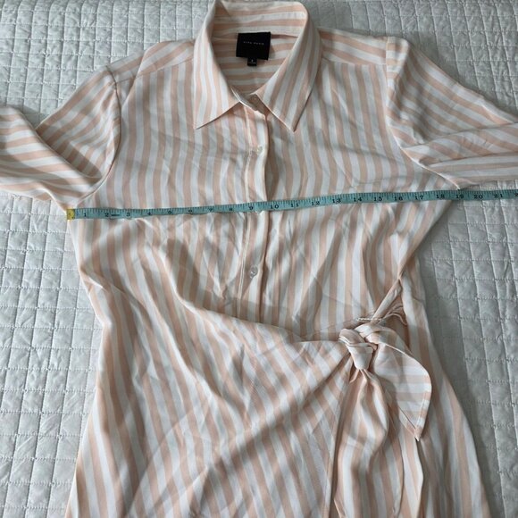 Alex Marie Womens Striped Wrap Shirt Dress Size 6 Pink & White Long Sleeve Polye - Picture 11 of 11